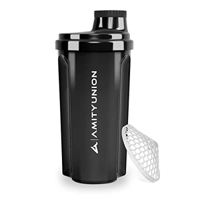 Immagine di AMITYUNION shaker per proteine ​​700 ml Heaven a prova di perdite, senza BPA con setaccio cliccabile e scala frullati cremosi siero latte, proteine, originale