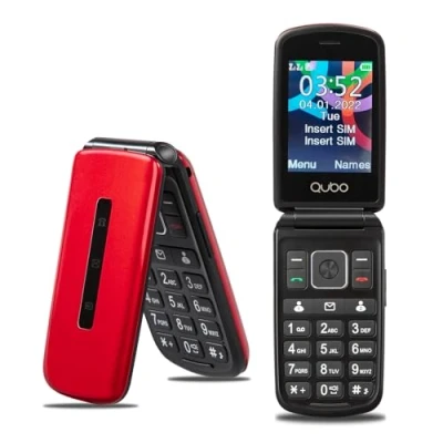 Immagine di Qubo Flip Telefono per anziani GSM, Cellulare anziani, Display da 2,8&#039;&#039;, Volume alto,Funzione SOS, Supporto Dual SIM,Chiamata rapida, Radio FM, Torcia elettrica,Rosso