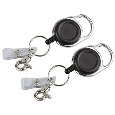 Immagine di 2 pezzi,Be Hold clip portabadge a yo con molla extra potente e cordino resistente, versatile, per cintura, anello portachiavi linguetta in tessuto rinforzato, pezzi