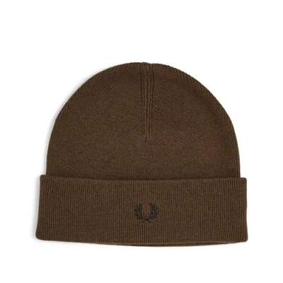 Immagine di Fred Perry Berretto unisex C9160 classico misto cotone con logo in marrone Tabacco bruciato, Taglia unica, unica