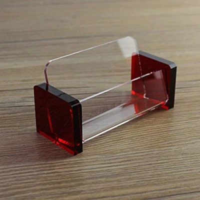Immagine di TopHomer Espositore trasparente per biglietti da visita, in plastica acrilica, scrivania, collezione ufficio, rosso
