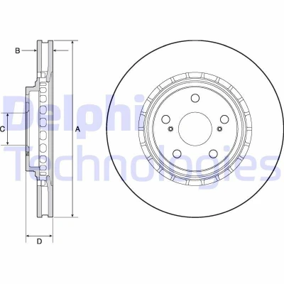 Immagine di DELPHI BG4691C Disco freno 328 28 5 ventilato rivestito non trattato senza cuscinetto ruota, anello sensore ABS TOYOTA: RAV4 IV SUV, LEXUS: NX