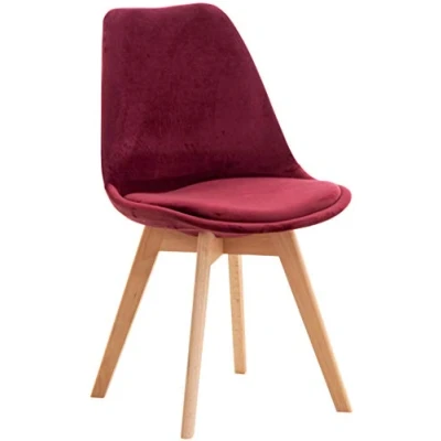 Immagine di CLP Sedia da pranzo Linares Plastic I Tessuto Velluto Corda Aspetto pelle Poltrona con struttura in legno, Colore:bordeaux, Materiale:Velluto