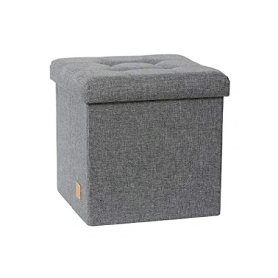 Immagine di LOVE IT STORE Pouf Contenitor Pieghevole Multiuso in Lino, 38x38x38 cm, Grigio Screziato Ottimo per Salotto e Camera