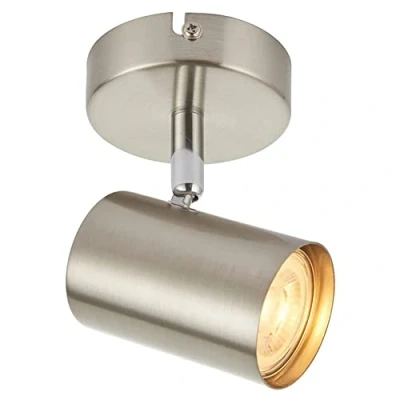 Immagine di Arezzo Faretto singolo regolabile IP20, dimmerabile, illuminazione da soffitto a soffitto, decorativa LED, 7 W, 240 V, GU10 (non inclusa), finitura cromata satinata