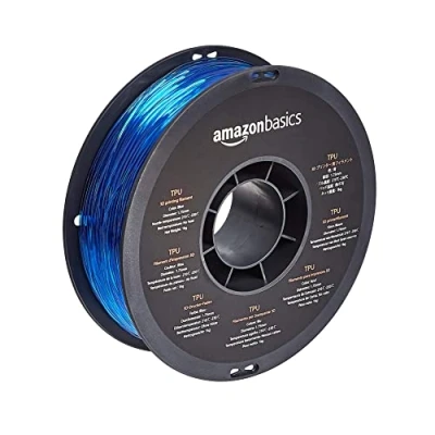 Immagine di Amazon Basics Filamento per stampanti 3D, in poliuretano termoplastico (TPU), 1.75 mm, blu, bobina da 1 kg