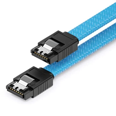 Immagine di deleyCON 30 cm Cavo SATA 3 in Nylon 6 Gbit/s per Dati III di Collegamento Serial ATA Scheda Madre e Hard Drive HDD SSD con 2 Prese S a L Dritte Blu