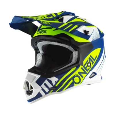 Immagine di O&#039;NEAL Casco Motocross MX Calotta in ABS, Standard di sicurezza ECE 22.05, Prese d&#039;aria per una ventilazione ottimali 2SRS Spyde 2.0 Adulto Blu Bianco Giallo Taglia M