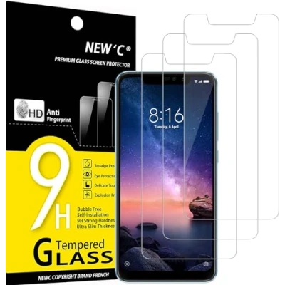 Immagine di NEW&#039;C 3 Pezzi, Vetro Temperato per Xiaomi Redmi Note 6 PRO, Pellicola Prottetiva Anti Graffio, Impronte, Senza Bolle, Durezza 9H, 0,33mm Ultra Trasparente, Resistente