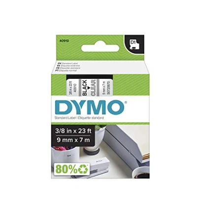 Immagine di DYMO 40910 Cassetta nastro Colore Nastro: Trasparente carattere: Nero 9 mm 7 m