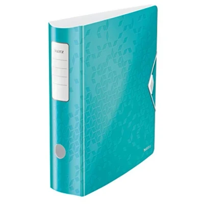 Immagine di Leitz Active WOW Raccoglitore con Meccanismo a Leva 180, Formato A4, Acquamarina, Dorso 82 mm, Chiusura Elastico, Polyfoam Leggero, 11060151