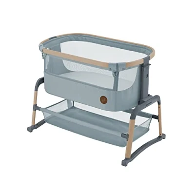 Immagine di Maxi Cosi Iora Air Culla Neonato, Tessuti Traspiranti Dappertutto, 0 6 mesi (9 kg), Co Sleeping, Reclinabile in Posizione Antirigurgito, Altezza Regolabile, Ampio Cestello, 2 Ruote, Beyond Grey