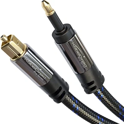 Immagine di KabelDirekt cavo ottico audio digitale Mini TOSLINK con protezione del segnale 5 m (Mini a TOSLINK, S/PDIF/ per soundbar, stereo/amplificatori, Hi Fi, intrecciato in nylon)
