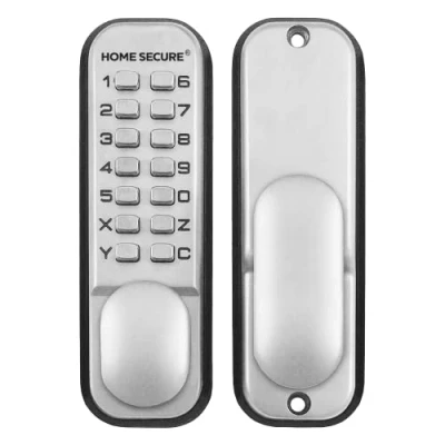 Immagine di HomeSecure, sistema di chiusura digitale a combinazione per porte, cromato, impermeabile, con tastierino numerico