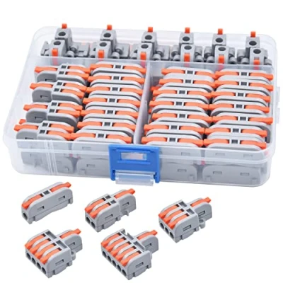 Immagine di XALXMAW 62 Pezzi Morsettiere Elettriche, Kit di Connettore Rapidi Compatti, Connettori Elettrici Combinato Libero Con Leva, Terminali [0,2 4mm²]