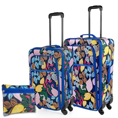 Immagine di ITACA Set Valigie Morbide. Valigia Bagaglio a Mano Durevole Trolley con Serratura Combinazione. di Valigie, Blu