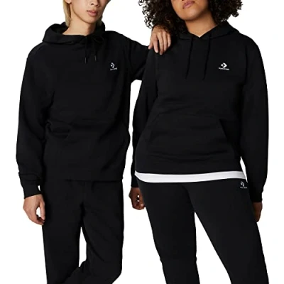 Immagine di Converse Embroidered STAR Chevron Brushed BACK Hoodie Unisex Felpa con cappuccio, Taglia: Small, Black