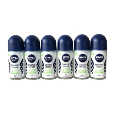 Immagine di NIVEA MEN Sensitive Protect deodorante Roll On in confezione da 6 (6 x 50 ml), rullo antitraspirante per pelli sensibili, con protezione 48 ore