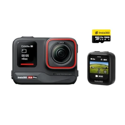 Immagine di Insta360 Ace Pro Kit GPS Action cam impermeabile Co disegnata con Leica, sensore da 1/1.3&quot; e riduzione del rumore per una qualità d&#039;immagine imbattibile, 4K120fps, schermo orientabile 2,4&quot;