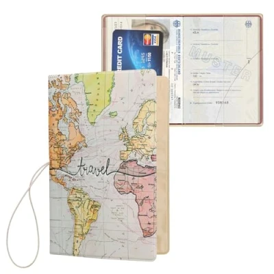 Immagine di kwmobile Custodia compatibile Con passaporto Porta in design 3D chiusura di sicurezza ad elastico Protezione per documenti nero/multicolore