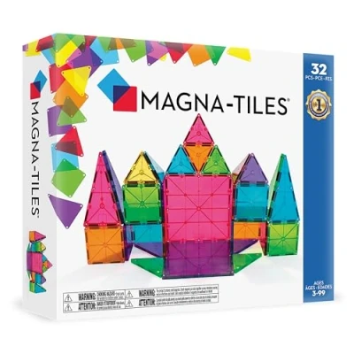 Immagine di Valtech, mattoncini magnetici Magna Tiles Clear Colors, confezione da 32 pezzi