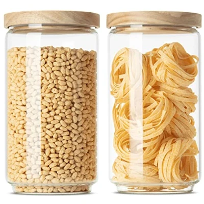 Immagine di Econovo® Set di barattoli con coperchio XL, 2000 ml (2 pezzi) in vetro borosilicato, impilabili e ermetici, per alimenti, grandi piccoli