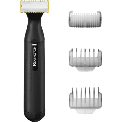 Immagine di Remington Rasoio Elettrico Multiuso Regolabarba Uomo e Rifinitore 0,15 mm + 3 pettini di estensione, 100% impermeabile, funzionamento a batteria incl. 2 batterie AAA, Omniblade HG1000