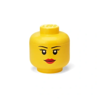 Immagine di LEGO Scatola Testa Ragazza Porta Oggetti Piccola Impilabile, 2,0 L, Giallo