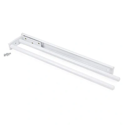 Immagine di Emuca Portasciugamani estraibile con 2 bracci, appendi asciugamani da bagno o cucina in alluminio colore bianco, lunghezza 440mm
