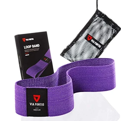 Immagine di VIA FORTIS® Booty Band Loop in Tessuto [antiscivolo e antistrappo] Elastici per Fitness/Ginnastica Set o Singoli Gambe, Glutei Braccia invece che Gomma