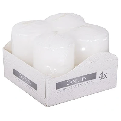 Immagine di Bispol, Candele votive, set da 4, 13 colori a scelta, 7 ore di combustione (Bianco)