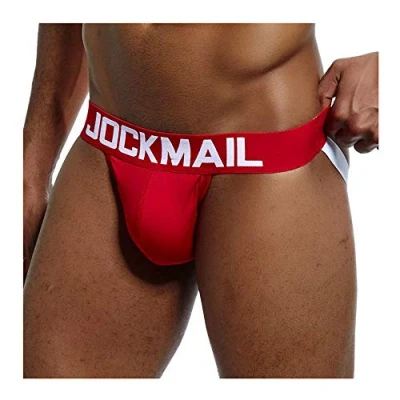 Immagine di JOCKMAIL Sexy Mens Jock Cinghie Biancheria Intima Cotone Jocks Bikini G string Uomini Tanga Slip Maschio Gay 6 Colori, Rosso, M