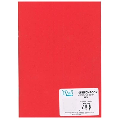 Immagine di West Design RS262657 1 Taccuino per schizzi e pittura in formato A3, rilegato, 140 g, laminato, disegno, colore: rosso