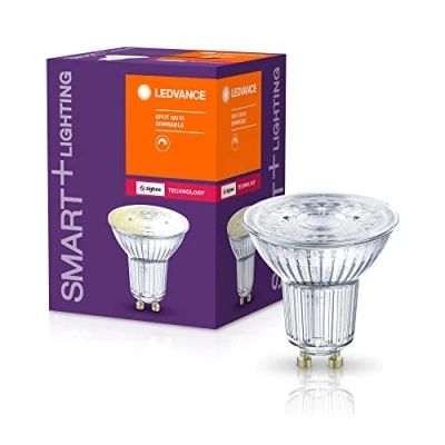 Immagine di LEDVANCE Lampada LED intelligente con tecnologia ZigBee, GU10 base vetro trasparente ,Bianco caldo (2700K), 350 Lumen, sostituzione delle lampade 50W, dimmerabile intelligente, 4 Confezione