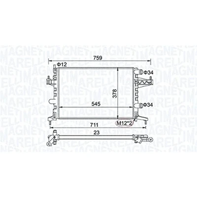 Immagine di MAGNETI MARELLI 350213829000 Radiatore motore 545 378 23 Alette di raffreddamento montate meccanicamente OPEL: Corsa C Hatchback