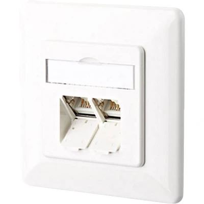 Immagine di Metz Connect 130C381002 I Presa di rete Da incasso Inserto con piastra centrale e telaio CAT 6A 2 Porte Bianco puro
