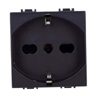 Immagine di Presa Schuko 2P+T 16A, Compatibile Con Bticino Living, Vimar Plana (1 Pezzo, Nero)