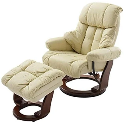 Immagine di Robas Lund sedia con Crema pouf in pelle Calgrey naturale / e noce nero marrone 90 x 91 122 89 cm a 104 64023CK5 relax
