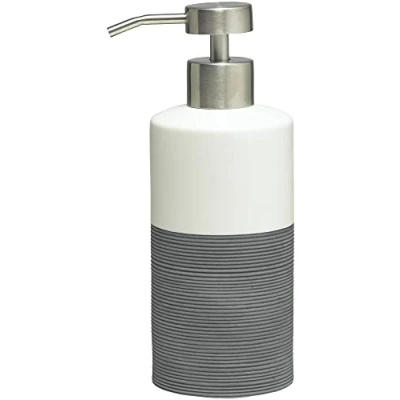 Immagine di Sealskin Doppio Distributore di Sapone, Porcellana, Grigio, 6.7 x 8.5 18 cm