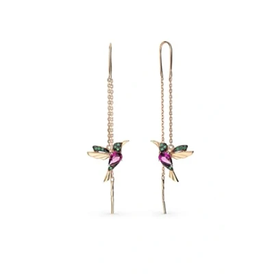 Immagine di Einzelstück Collana con ciondolo a forma di colibrì, in argento sterling 925, placcato oro, zirconi cubici, Zirconia cubica