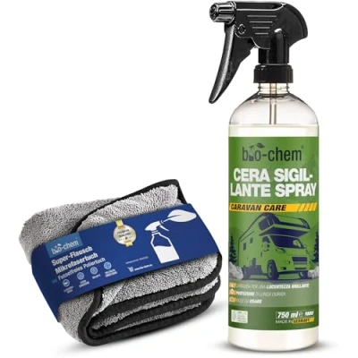 Immagine di Bio Chem Lucidante protettivo per vernici 750 ml + panno in microfibra Detergente carrozzeria auto, moto, caravan e camper Prodotto la lucidatura dei veicoli auto