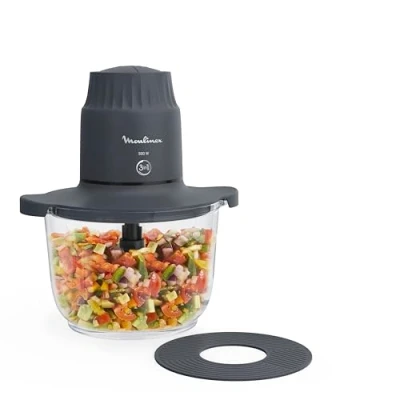 Immagine di Moulinex Choppeo, Tritatutto con Recipiente in Vetro, Capacità Utile di 1 L, Vetro Borosilicato, 2 Velocità, Java Pepper, DJ602110