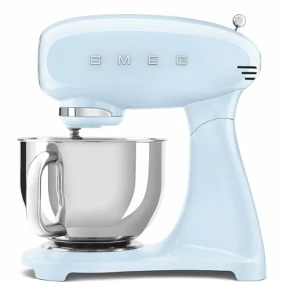 Immagine di Smeg, Impastatrice Planetaria SMF03PBEU, 10 Livelli di Velocità, Funzione Smooth Start, Ciotola da 4,8 L, Sicurezza Blocco Motore, 3 Fruste, Gancio e Coperchio in Dotazione, 800W, Azzurro