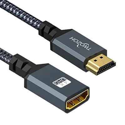 Immagine di Twozoh cavo hdmi prolunga 0,3 m di estensione maschio a femmina ad alta velocità adattatore 3D 4K@60Hz 1080P (30 cm)