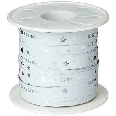 Immagine di Nastro per regali, colore bianco, 10 mm, 100 m