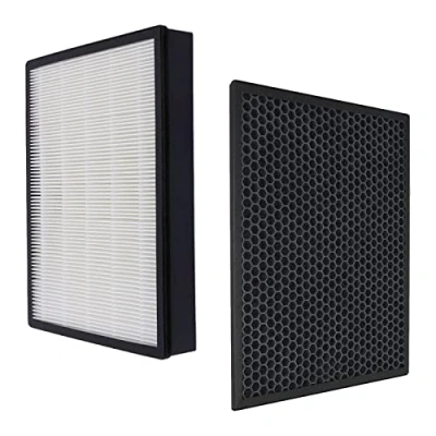 Immagine di Set di filtri ricambio compatibili con purificatore d&#039;aria Philips AC3256/10 AC3259/10 AC4550/10 filtro HEPA FY3433/10 e FY3432/10 (1 + 1 a carbone attivo)