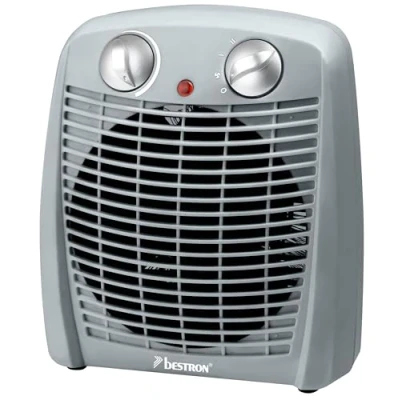 Immagine di Bestron Termoventilatore con 2 livelli di potenza, incl. protezione antiribaltamento e da surriscaldamento, per ambienti fino a 20m², 2000 Watt, colore: Grigio