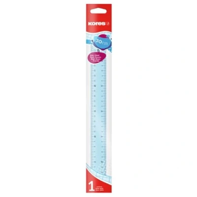 Immagine di Kores Righello Trasparente da 30 cm con Bordo a Inchiostro per Bambini e Studenti, Leggero, Articoli la Scuola l&#039;Ufficio, Confezione 1 in Colori Assortiti