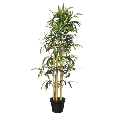 Immagine di Amazon Basics Pianta di Bambou artificiale con vaso in plastica, Bamboo, 100 cm