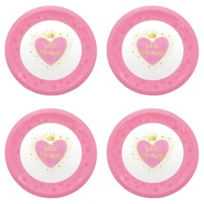 Immagine di Procos Piatto di plastica Little Princess, 4 pezzi, riutilizzabile, stoviglie per feste compleanno o a tema, Princess